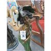 Image 2 : Bronze 30" Statuary of Woman w/Leaf Hat Marble Base