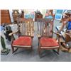 Image 1 : Antique Mahogany Red Cloth Padded Rockers - Pair