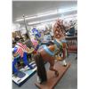 Image 3 : Brown Carousel Horse w/Blue Saddle and Rolling Base