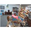 Image 1 : Beige Carousel Horse w/Pink Saddle Pole w/Base