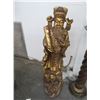 Image 1 : Solid Wood Carved 50" Oriental Warrior Statuary - (Cracked At Center)