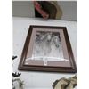 Image 1 : Framed Equestrian Sketch w/Wolf Shadow Inlays - Signed Larson - 30 X 36