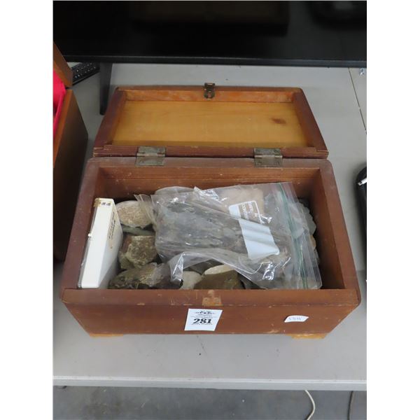 Wooden Box w/Collected Rocks