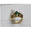 Image 2 : 14K YG Emerald/Diamond Ring w/12 Round Brilliant Cut Diamonds, Prong Set, 7.5g