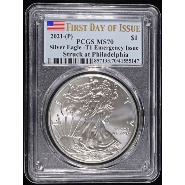 2021-(P) T-1 AMERICAN SILVER EAGLE PCGS MS70