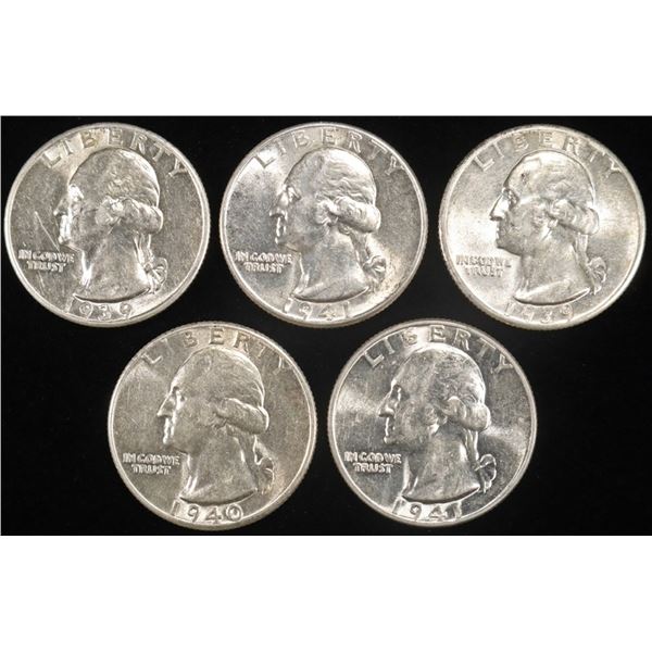 1939-P,D, 40, (2) 41 WASHINGTON QUARTERS AU/BU