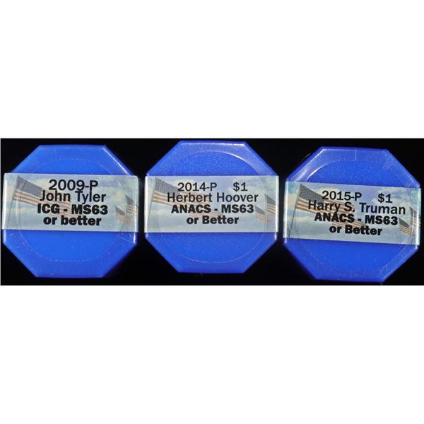 (3 ROLLS) PRES $1 ICG & ANACS MS63 OR BETTER