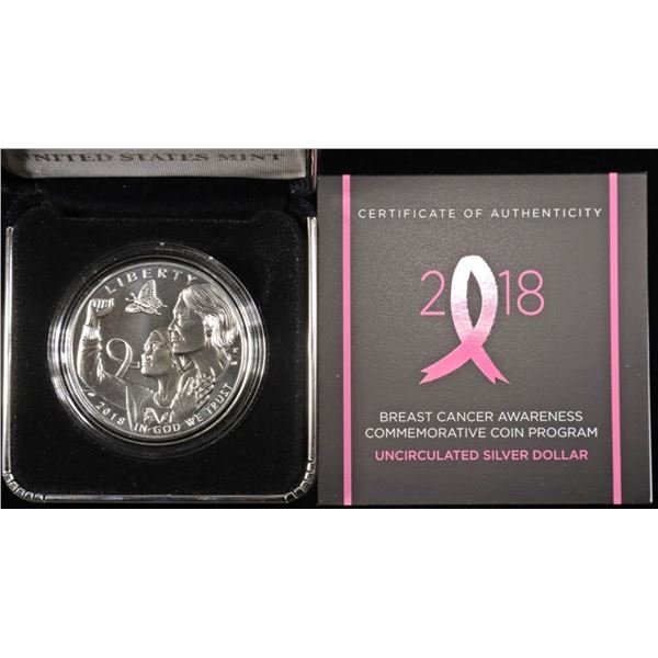 2018 BREAST CANCER AWARENESS UNC SILV $1 COMM SET