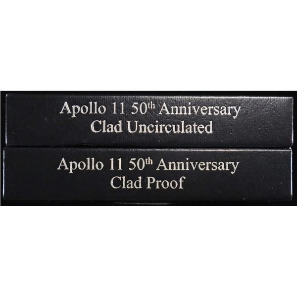 2019 APOLLO 11 PR & UNC CLAD HALF $1 COMMEM SETS