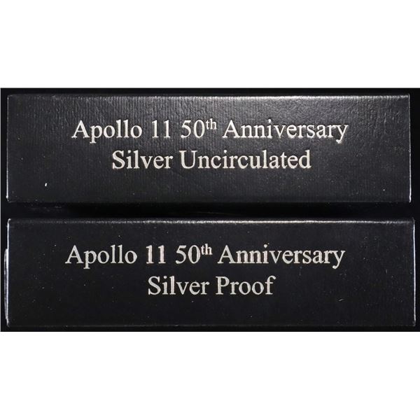 2019 APOLLO 11 PROOF & UNC SILVER $1 COMMEM SETS