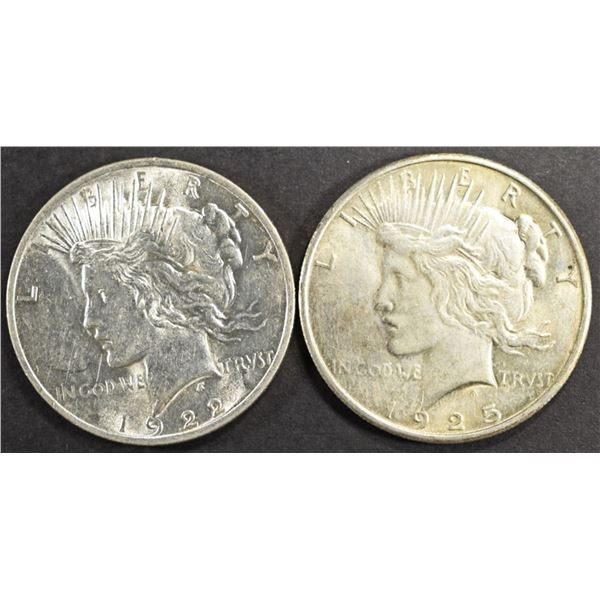 1922 (BU) & 1925 (AU/BU) PEACE DOLLARS