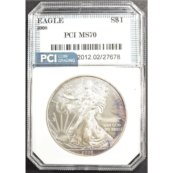 2008 AMERICAN SILVER EAGLE PCI MS70