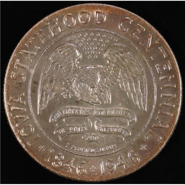 1946 IOWA COMMEM HALF DOLLAR CH BU TONED
