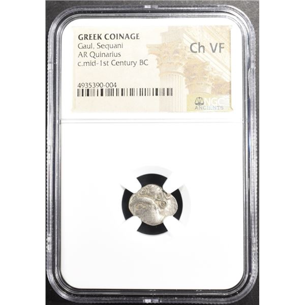c.MID-1ST CENTURY BC AR QUINARIUS NGC ChVF