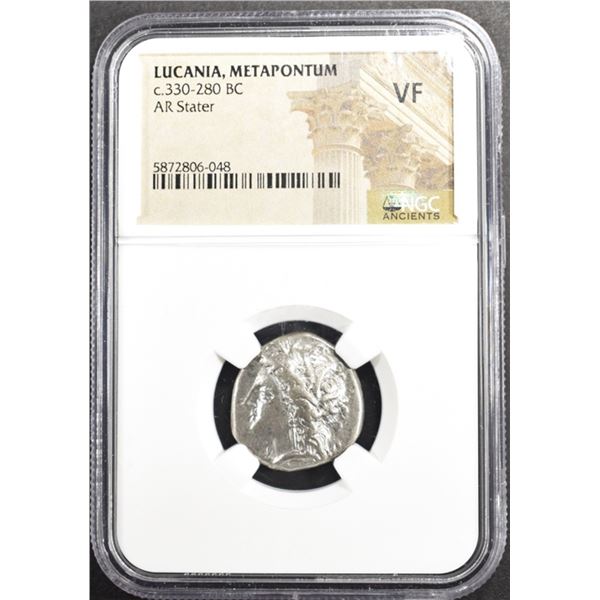 c.330-280 BC LUCANIA, METAPONTUM AR STATER NGC VF