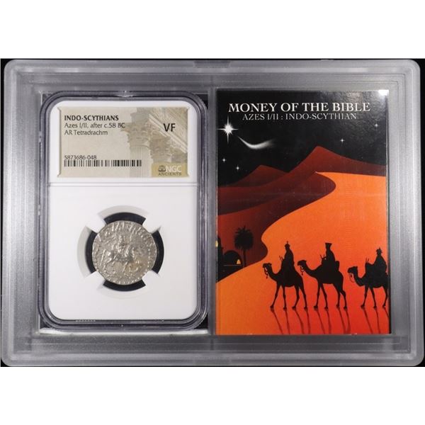 AFTER c.58 BC AZES I/II AR TETRADRACHM NGC VF