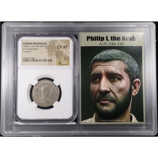 AD 244-249 PHILIP I BI TETRADRACHM NGC ChXF