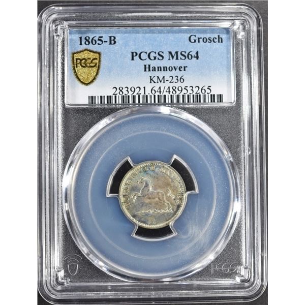 1865-B SILVER HANNOVER GROSCH PCGS MS64 KM-236