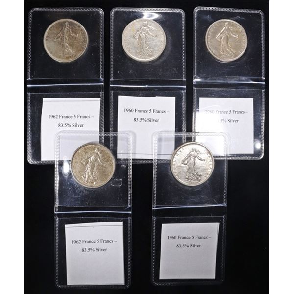 (3) 1960 & (2) 1962 SILVER 5 FRANCS