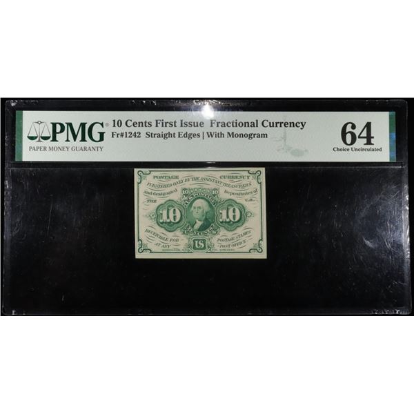 10 CENTS FIRST ISSUE FRAC CURRENCY PMG 64