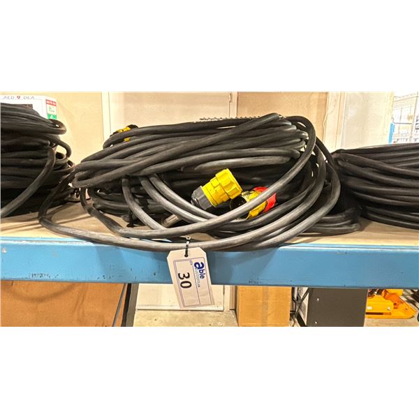 STACK OF 3 HEAVY DUTY 100' COMMERCIAL DISTRIBUTION POWER CABLES