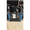 Image 1 : BLACK PLASTIC CRATE OF 6 HEAVY DUTY PULLIES