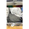 Image 2 : GREY PLASTIC CRATE OF 2 8' X 8' SILK SCREENS & 12' X 12' SILENT GREY SCREEN