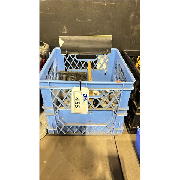 PLASTIC CRATE OF ASSORTED COMMERCIAL PRODUCTION BOTTLES *CRATE INCLUDED*