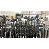Image 2 : 10 KUPO / AVENGER TALL C-STANDS WITH LONG ARMS IN PNEUMATIC TIRE TRANSPORT CART