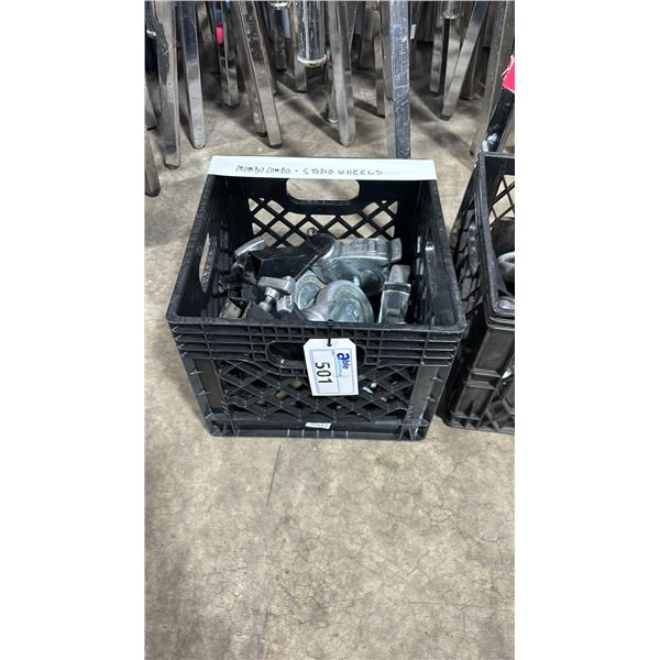 BLACK PLASTIC CRATE OF MOMBO COMBO STUDIO WHEELS *PLASTIC CRATE INCLUDED*