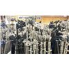 Image 2 : 10 KUPO / AVENGER TALL C-STANDS WITH LONG ARMS IN PNEUMATIC TIRE TRANSPORT CART