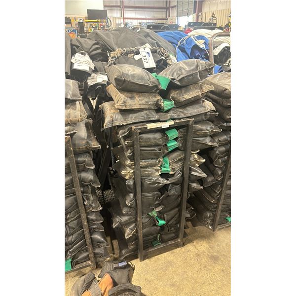 METAL MOBILE PNEUMATIC TIRE TRANSPORT CART WITH 15 WEIGHTED SAND BAGS