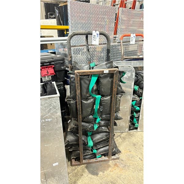 METAL MOBILE PNEUMATIC TIRE TRANSPORT CART WITH 12 WEIGHTED SAND BAGS