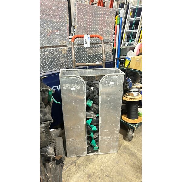 METAL MOBILE PNEUMATIC TIRE TRANSPORT CART WITH 12 WEIGHTED SAND BAGS