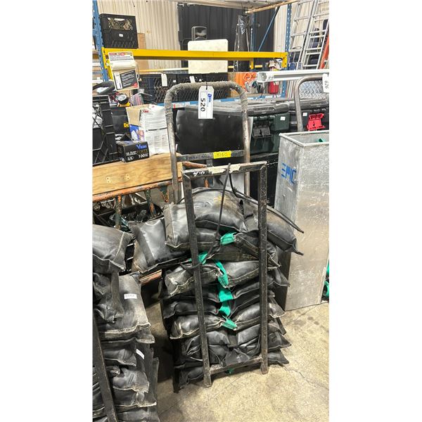 METAL MOBILE PNEUMATIC TIRE TRANSPORT CART WITH 12 WEIGHTED SAND BAGS