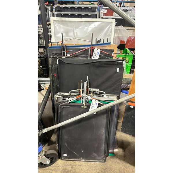 17 - ASSORTED COMMERCIAL PRODUCTION FLAGS & NETS WITH ASSORTED FRAMES