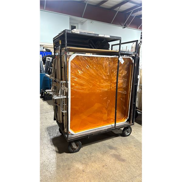 LARGE METAL / WOOD PNEUMATIC TIRE COMMERCIAL PRODUCTION FLAG CART *FLAGS NOT INCLUDED*