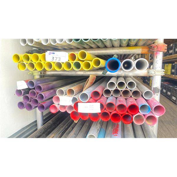SHELF OF APPROX. 26 - 15',18' & 19', 8 - 17', 11 - 16' & 21 - 11' ALUMINUM PIPING