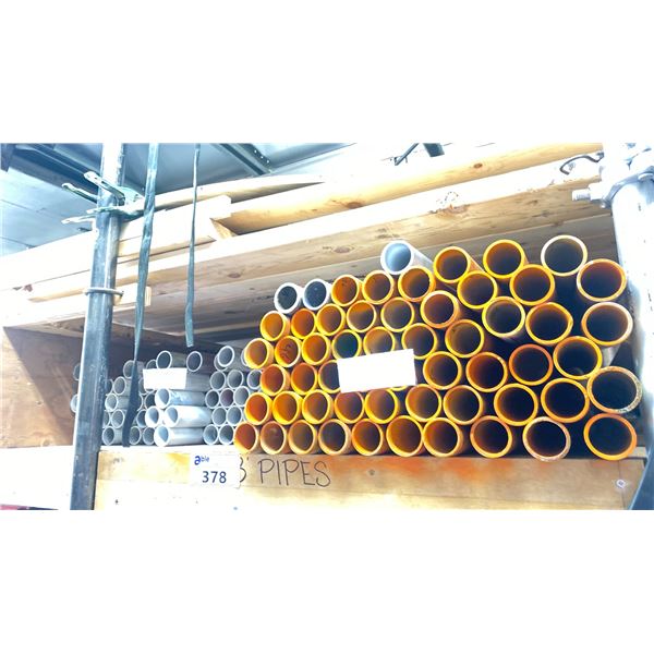 SHELF OF APPROX. 76 - 2' ALUMINUM PIPING & 57 - 3' ALUMINUM PIPING
