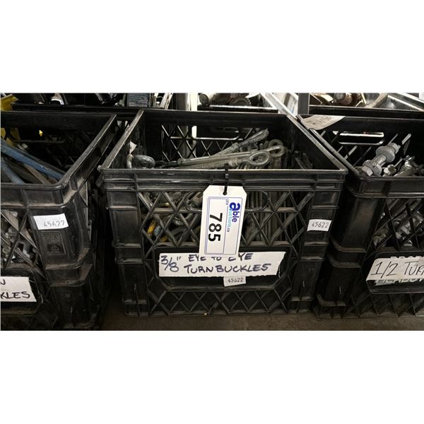 PLASTIC CRATE OF 3/8" SCREW TURNBUCKLES *CRATE INCLUDED*