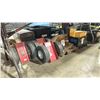Image 1 : 3 LARGE PNEUMATIC SHEET DOLLIES, ALUMINUM WHEEL STOPS, HEAVY DUTY CHAIN HOOKS,  & BOX OF FOAM