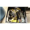 Image 2 : PLASTIC CRATE OF ASSORTED HOOK RATCHET STRAPS *CRATE INCLUDED*