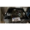 Image 2 : PLASTIC CRATE OF 3/8" TURN BUCKLES & CHAIN *CRATE INCLUDED*