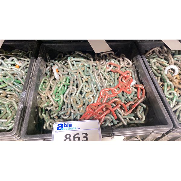 PLASTIC CRATE OF ASSORTED 3' LINK CHAIN *CRATE INCLUDED*