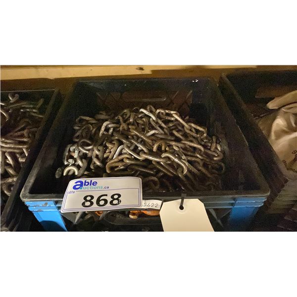 PLASTIC CRATE OF ASSORTED 3' LINK CHAIN *CRATE INCLUDED*