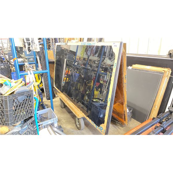 PNEUMATIC TIRE COMMERCIAL PRODUCTION A-FRAME CART WITH ASSORTED TINTED LEXAN SHEETS / CAMERA