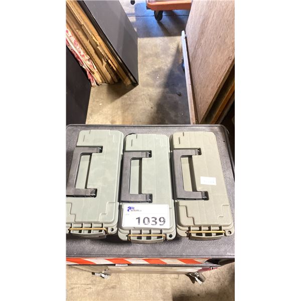 3 PLANO FIELD BOXES WITH RIGGING HARDWARE INCLUDING 3/8" & 5/16" QUICK LINKS