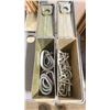 Image 2 : 2 METAL FIELD BOXES WITH RIGGING HARDWARE INCLUDING PEAR RINGS & SCAFFOLDING PINS