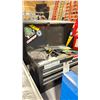 Image 2 : GREY 4 DRAWER METAL TOOL BOX WITH ASSORTED COMMERCIAL PRODUCTION RIGGING HARDWARE