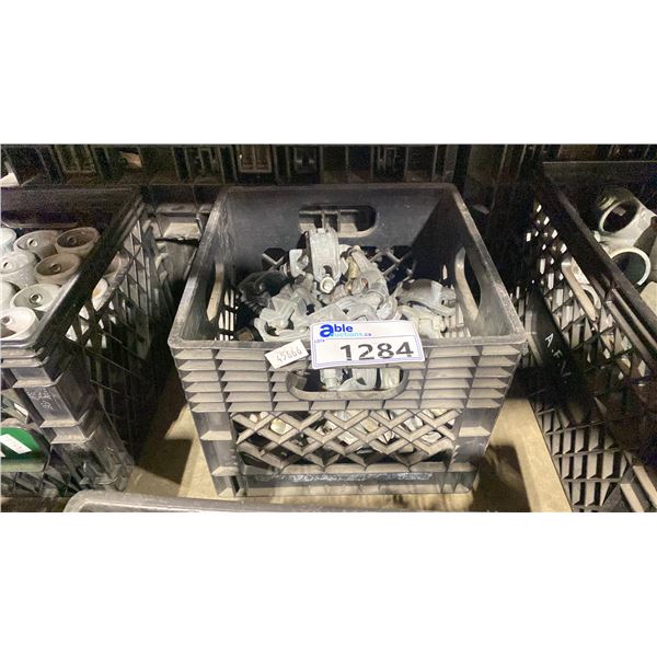 PLASTIC CRATE OF 90 DEGREE BURTON CLAMPS *CRATE INCLUDED*